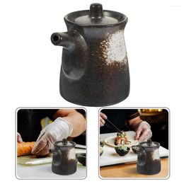 Storage Bottles 2 Pcs Soy Sauce Pot Vinegar Ceramic Condiment Bottle Dispenser Cooking Containers Ceramics