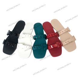 Brand Women sandals High quality Designer lady slippers summer outdoor fashion PVC chain jelly rubber slippers luxury embossed logo Casual Flat beach shoes famous