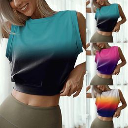 Women's Tanks Summer Crop Top Athletic Shirts For Women Cute Sleeveless Yoga Tops Running Gym Workout Tank Vest Casual Fitness Female