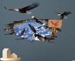 Wall Stickers Broken 3D Stereo Eagle Sticker Ersonality Creative 2021Paper Decorations Paste Window Home2865306