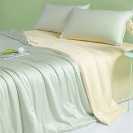 Wash Ice Silk Double Combination Summer Cool QuiltCold Air Condition Thin Blanket 240524