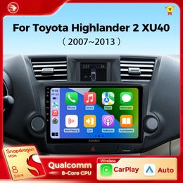 Car dvd Radio for Toyota Highlander 2 XU40 2007-2013 Wireless Carplay Android Auto Qualcomm Car Stereo Multimedia Player DSP