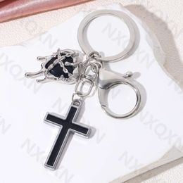 Y2k Kpop Classic Cross Heart Enamel Keychain Cherry Skull Simple Key Ring For Women Men Friendship Gift Handmade Jewellery Set