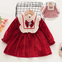Girl Dresses Baby Vintage Princess Dress Autumn Winter Velvet Long Sleeve Ball Gown Party Christmas Birthday Born Clothes 0-3 Years