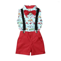 Clothing Sets 1-5Years Kids Baby Boy Summer Suit Wedding Bowtie Gentleman Shirt Bib Pants Outfit Set