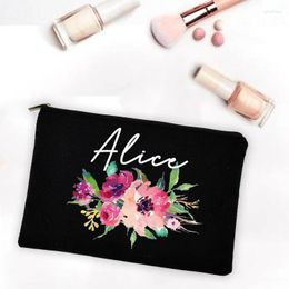 Storage Bags Personalized Custom Name DIY Cosmetic Bag Wedding Party Decoration Canvas Zipper Bridesmaid Teacher Mom Gift