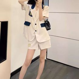 Women's Suits & Blazers Mm24 Summer Fashion Embroidery Letter Temperament Commuting Style Slimming Suit Coatshorts Set