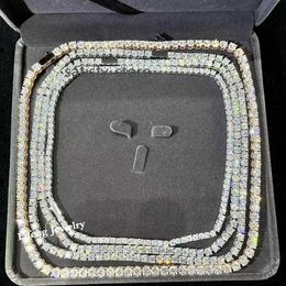 925 Silver Iced Out VVS Moissanite Tennis Chain Passed Diamond Tester 3mm 4mm 5mm Chocker Necklace