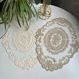 Table Mats Oval Lace Embroidery Place Mat Ins Christmas Pads Cloth Placemat Cup Coffee Tea Doily Kitchen Decoration