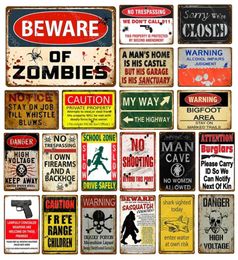 Warning Caution Danger Notice Metal Painting Signs Man Cave No Trespassing Shooting Decor For Pub Bar Club Home Vintage Wall Plaqu8353385