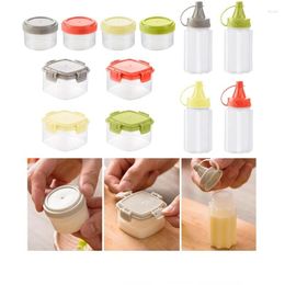 Storage Bottles 4 Pack Plastic Sauce Squeeze Bottle Mini Seasoning Box Salad Container Outdoor Portable BBQ Jar