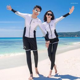 Women's Swimwear Rash Guards Men Women Matching Couples Swimsuit Long Sleeve 5pcs Muslim Surfing Suit Sunsuit Zip Outfits Sun Protection