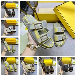 fashion thick sole slippers New Double Strap Flat Sandals with Decorative Buckle and Antique Blue Denim Material embellishment Quilted Pattern