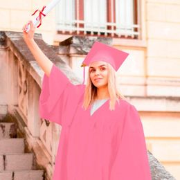Clothing Sets Graduation Gowns And Caps Tassels Set Uniform 2024 For Highs School College Bachelors Adult Robe Women Man Gift