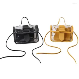 Shoulder Bags 2x Spring Women's Transparent Square Sling Bag Cool Messenger Mobile Lady Bag(Black&Yellow)