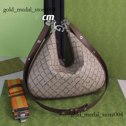 Cucci Bags Attache Large Shoulder Bag Crescent Moon Shape Shaped Hook Closure With Zip Detachable Web Trim Luxury Designer Handbag Purse 1260