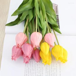Decorative Flowers 5pcs/Bouquet Silicone Tulip Rose Artificial Flower Real Touch Fake Plant For Wedding Decoration Home Garen Decor