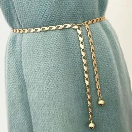 Belts 125cm Metal Ball Pendant Waist Chain Women Thin Belt Gold Sliver Colour Long Girdle Female Strap For Dress Decorative Waistband Itxar