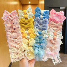 Hair Accessories Hair band 10 pieces/set of large bow flower elastic headbands for children and girls sweet hair ties fashionable headbands WX5.2234