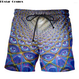 Men's Shorts Mens Clothing Summer Beach Wear 3D Print Casual Eyes Trippy Mystic Gothic Hawaii Short Pants Neon Light Style