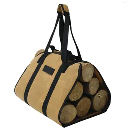 Storage Bags 2 In 1 Firewood Bag Canvas Outdoor Camping Wood Log Carrier Package Tote Home Fireplace Tools