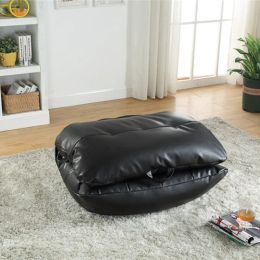 Leather Bean Bag Sofa Lounge Chair Cover No Filler Folding Lazy Sofa Bed Office Recliner Couch Floor Seat Tatami Pouffe Ottoman