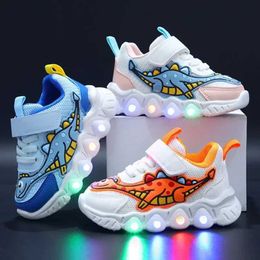 Athletic Outdoor Athletic Outdoor LED childrens cute cartoon boy childrens casual sports shoes girl mesh breathable luminous shoes baby lighting shoes WX5.22