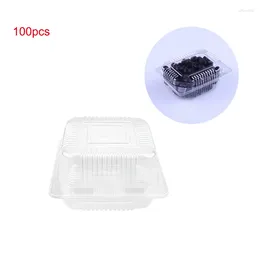 Take Out Containers 100pcs Transparent Plastic Packaging Box Disposable Fruit Food Preservation Takeaway Pastry Cake Snack