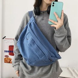 Fashion Trend Waist Bags Ladies Canvas Waist packs Phone Pack Street Hip hop Belt Bags Large capacity Unisex Crossbody Chest Bag 240524