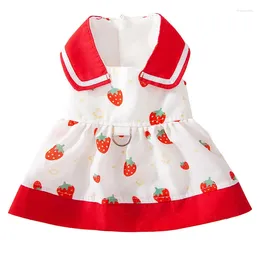Dog Apparel Sweet Strawberry Dress Pet Clothes For Dogs Cat Skirt Girl Clothing With Harness Puppy Dresses Yorkie Poodle