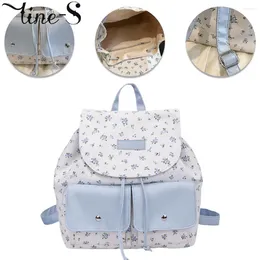 School Bags Women Floral Backpack Casual Multifunction Knapsack Large Capacity Canvas Daily Rucksack Adjustable Strap For Outdoor Travel