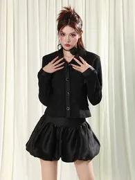 Work Dresses High Street French Small Fragrance 2 Piece Sets Women Outfit Korean Elegant Fashion Short Jacket Coat Cake Skirt Suits