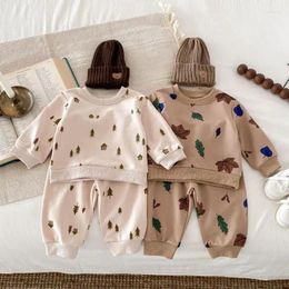 Clothing Sets 2024 Spring Baby Long Sleeve Sports Set Infant Boy Girl Fashion Print Sweatshirt Pants 2pcs Suit Toddler Casual Outfits
