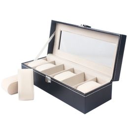 Fashion Watch Boxes 6 Slots PU Wood Watches Box Window Organiser boxes for Size 6 Slot Watchs Cases Jewellery Display Case Storage Holder 2249