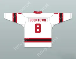 Custom BOOMTOWN 8 LETTERKENNY IRISH WHITE ALTERNATE HOCKEY JERSEY Top Stitched S-M-L-XL-XXL-3XL-4XL-5XL-6XL