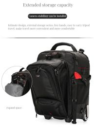 PinNengTrolley camera bag Waterproof Professional DSLR Camera Suitcase Bag Video Photo Digital Camera Trolley Backpack On Wheels