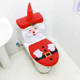 Toilet Seat Covers 1 PCS Christmas Cover Santa Claus Nonwoven Cloth Decorative Lid Case Festival Theme For Bathroom Decorations