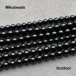 Natural A+ Black Spinel 4mm 6mm 8mm 10mm Smooth Round Loose Beads For Jewellery Making DIY Bracelets Necklace Strand Wholesale