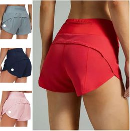 2024 LU SPEED UP High Rise High Rise Shpit Shorts Shorts Women S Set Seding Quick Aosed Creping Wear Coper Pocket Fiess Yoga Qick 8835ess