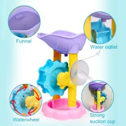 Waterwheel Bath Toys Set for Kids Bathroom Game Random Colour Interactive Piglet Elephant Shower Watering Can Water Toys