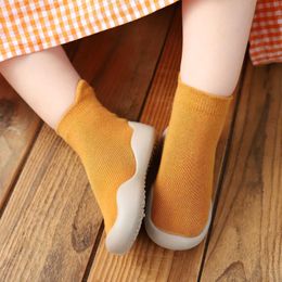 First Walkers Baby shoes first step for newborns boys and girls childrens solid Colour soft knitted baby socks shoes non slip rubber soles childrens boots d240525