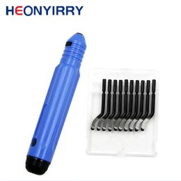 Handle Burr Metal Repair Deburring Tool Kit 10pc Router Bit Rotary Deburr Blades Remover Hand DeburRed for Wood Plastic