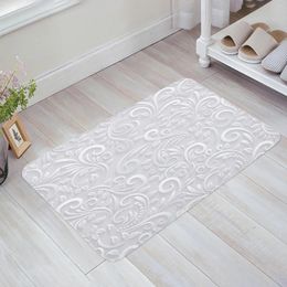 Carpets Silver Pattern Leaves Winter Theme Kitchen Floor Mat Living Room Decor Carpet Home Hallway Entrance Doormat Anti Slip Rug