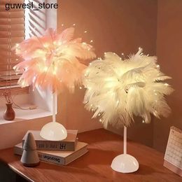 Night Lights Battery powered LED night light used for bedroom wedding decoration feather table lamp with smart room night light S2452410