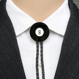 Bow Ties Western Cowboy Bolo Tie Lucky 8 Billiard Black Two-piece Suit Unisex Leather Collar Rope Birthday Banquet Accessories