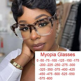 Sunglasses Office Trendy Clear Amber Blue Light Blocking Glasses Ladies Anti-Reflective Myopia Fashion Big Women's Spectacle Frame 327z