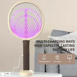 Summer USB Rechargeable Electric Shocker Mosquito Killer Lamp Mute Swatter Electric Bug Zapper UV Light Fly Bat Trap 2023