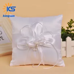 Decorative Flowers Romantic Bridal Wedding Ring Holder Pillow Handmade Ribbon Cushion With Ribbons Decor Without Rings