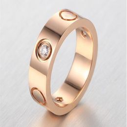 Crazy promotion Titanium Steel Rings for Women Men Couples CZ Wedding Ring Bands Pulseira feminina jewelry 273o