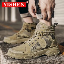YISHEN Military Boots For Men Camouflage Desert Boots High-top Sneakers Non-slip Work Shoes Men Buty Robocze Meskie Autumn New